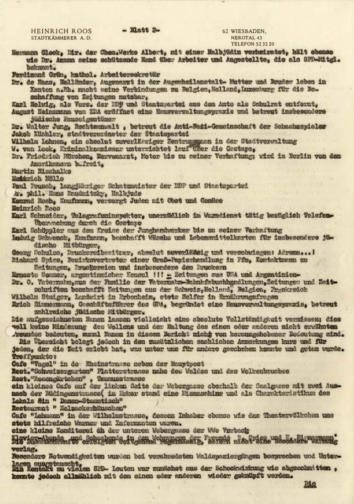 Aus dem sechsseitigen Widerstandsbericht von Heinrich Roos vom 29. März 1980